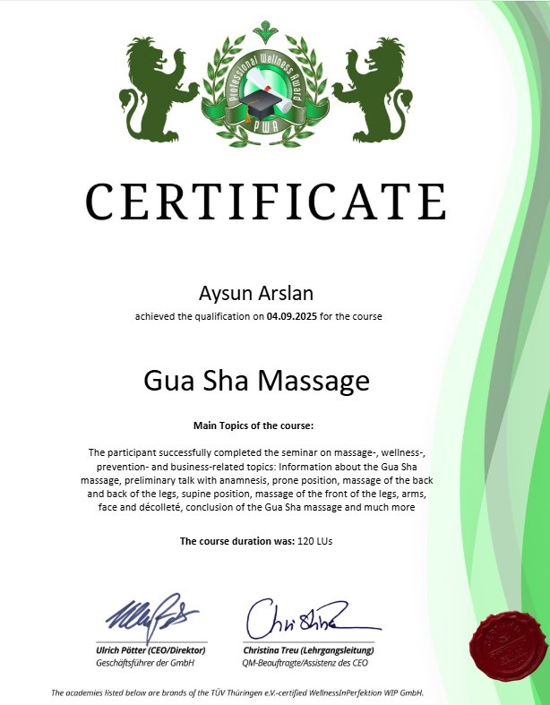 Gua Sha Zertifikat