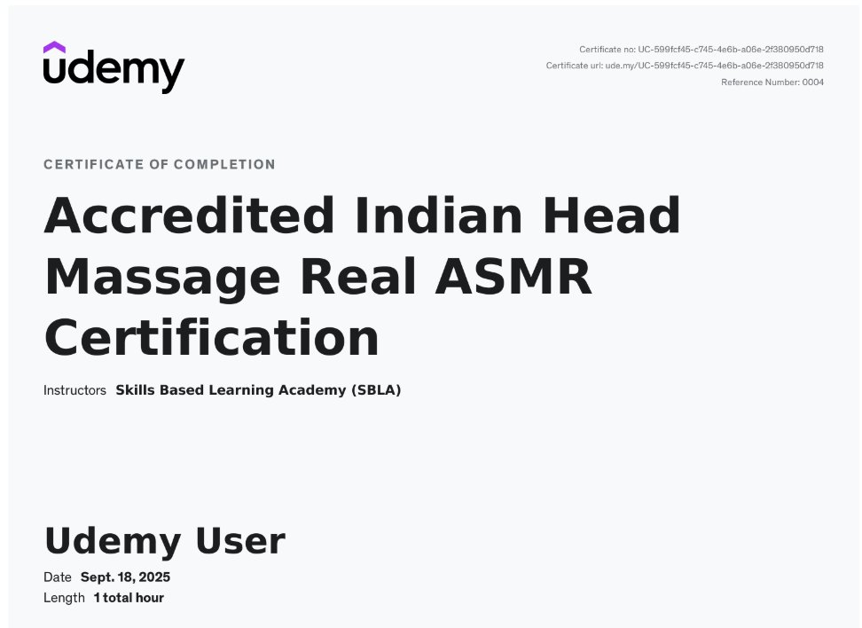 Accredited Indian Head Massage ASMR